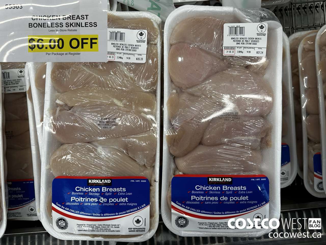 55503 CHICKEN BREASTS BONELESS SKINLESS ($6.00 INSTANT SAVINGS)