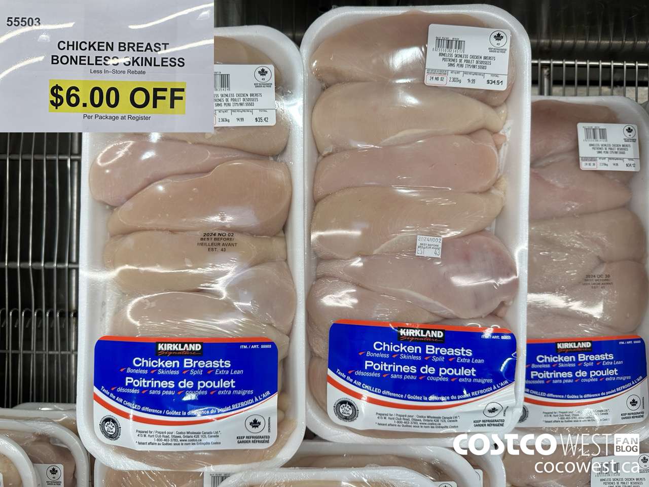 55503 CHICKEN BREASTS BONELESS SKINLESS ($6.00 INSTANT SAVINGS)