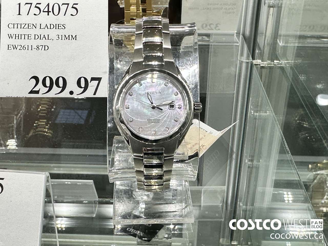 1754075 CITIZEN LADIES WHITE DIAL 31MM EW2611-87D $299.97