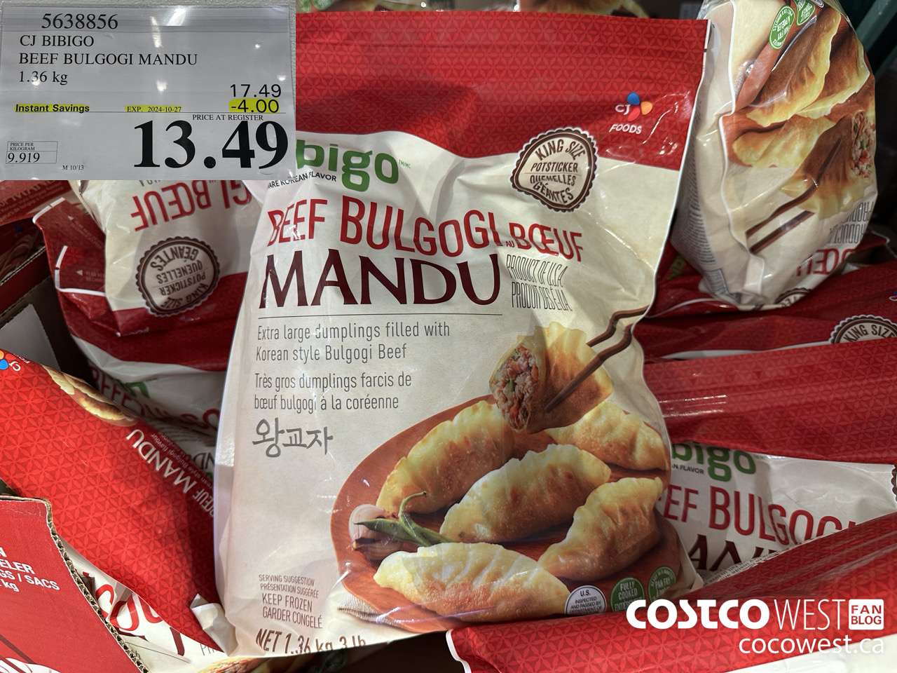 5638856 CJ BIBIGO BEEF BULGOGI MANDU 1.36 kg ($4.00 INSTANT SAVINGS EXPIRES ON 2024-10-27) $13.49