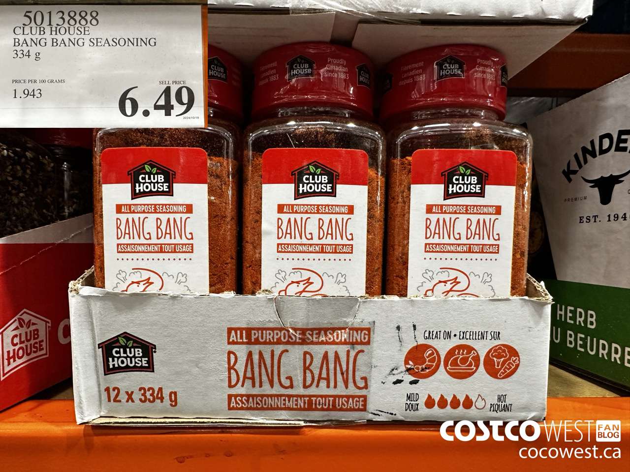 5013888 CLUB HOUSE BANG BANG SEASONING 334G $6.49