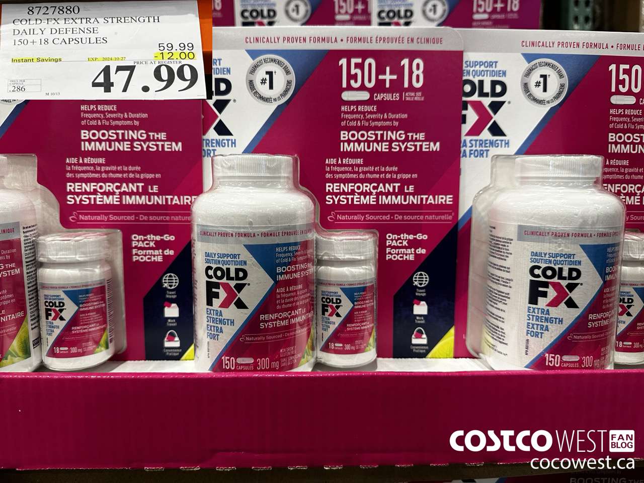 8727880 COLD-FX EXTRA STRENGTH DAILY DEFENSE 150 + 18 CAPSULES ($12.00 INSTANT SAVINGS EXPIRES ON 2024-10-27) $47.99