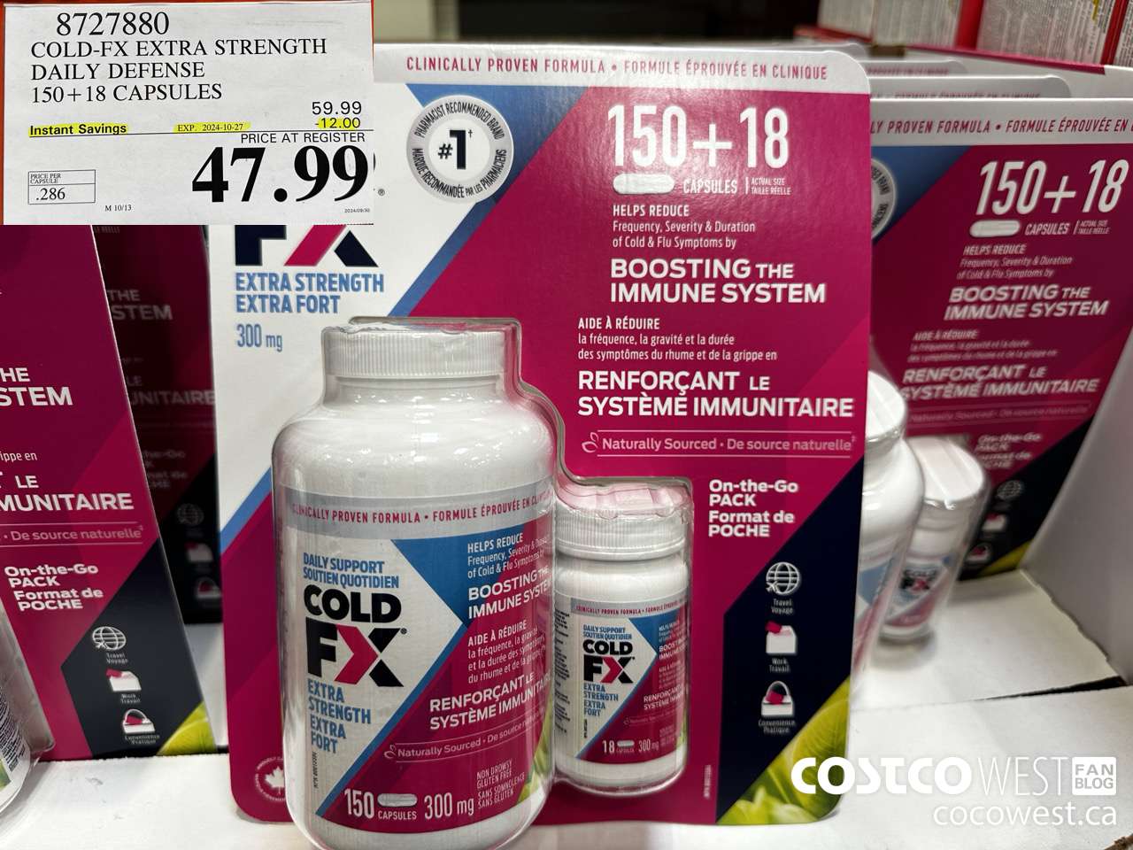 8727880 COLD-FX EXTRA STRENGTH DAILY DEFENSE 150 + 18 CAPSULES ($12.00 INSTANT SAVINGS EXPIRES ON 2024-10-27) $47.99