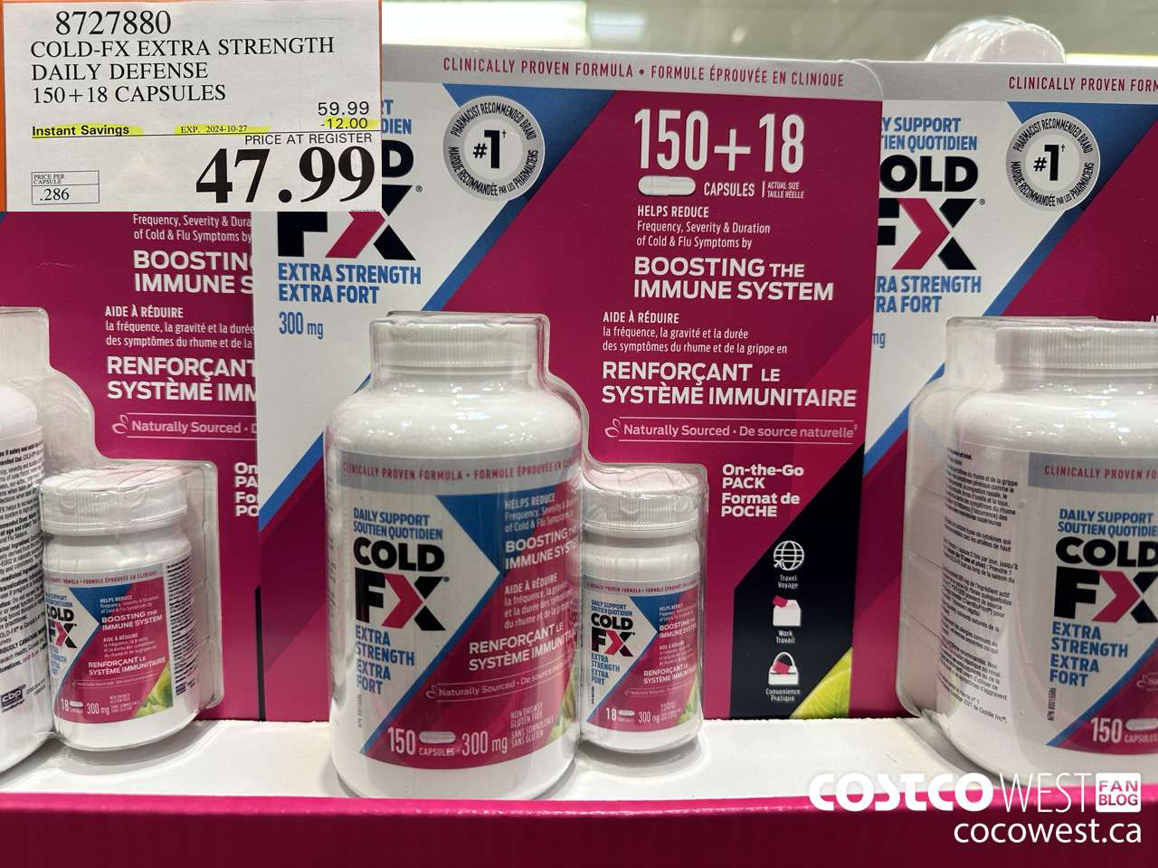 8727880 COLD-FX EXTRA STRENGTH DAILY DEFENSE 150 + 18 CAPSULES ($12.00 INSTANT SAVINGS EXPIRES ON 2024-10-27) $47.99
