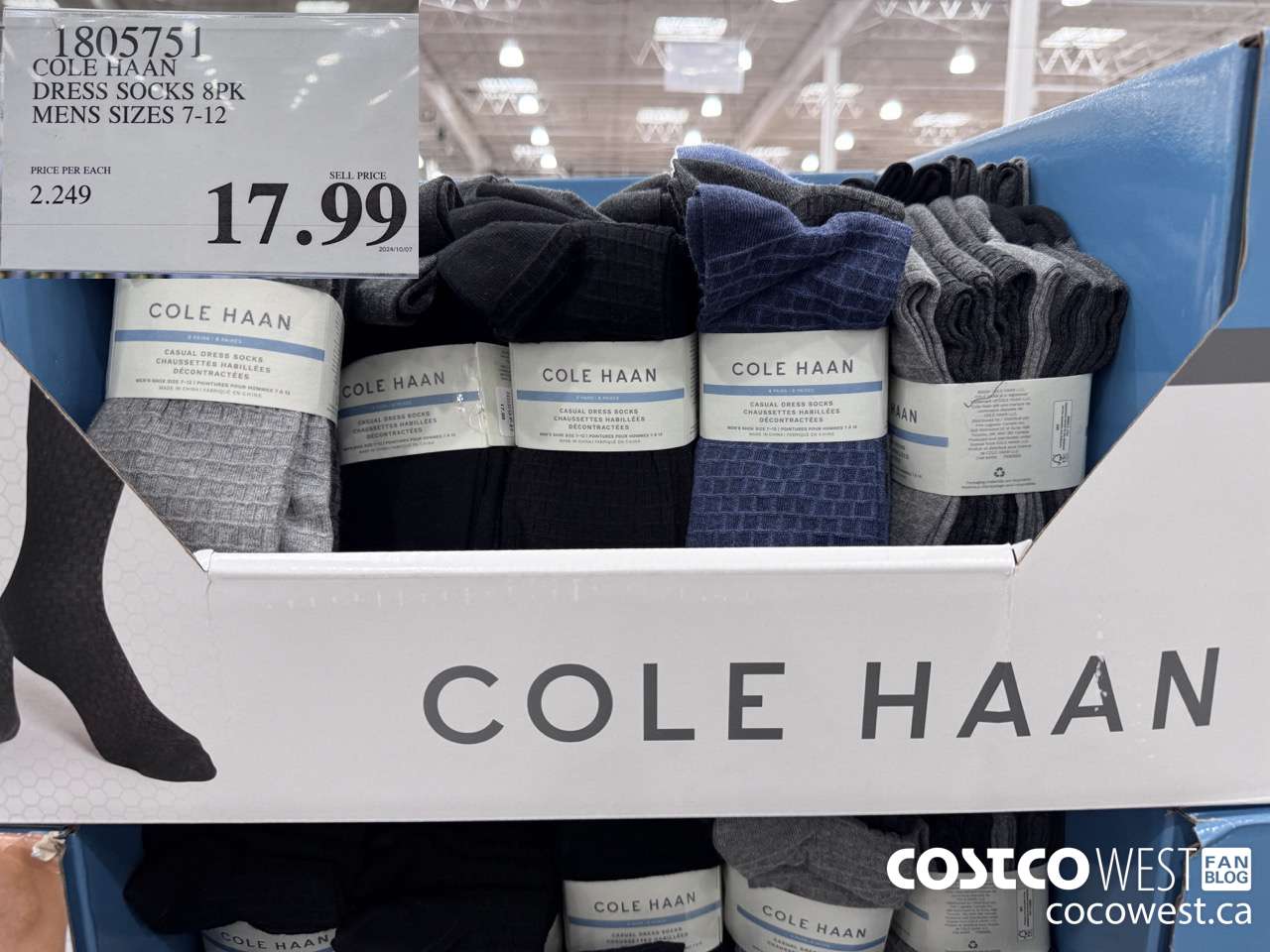 1805751 COLE HAAN DRESS SOCKS 8PK MENS SIZES 7-12 $17.99