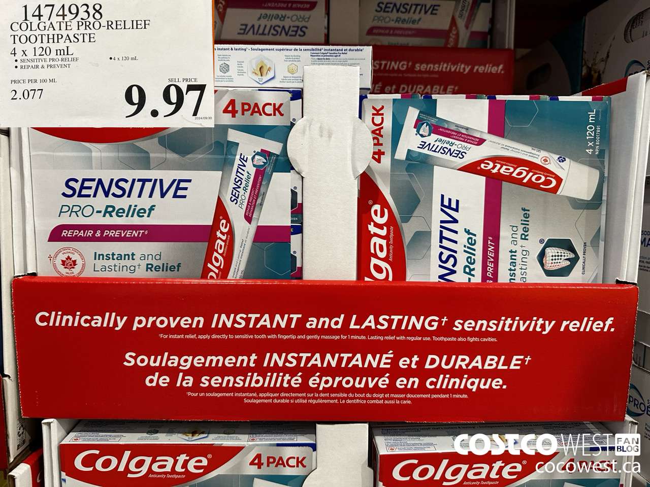 1474938 COLGATE PRO-RELIEF TOOTHPASTE 4 x 120 mL $9.97