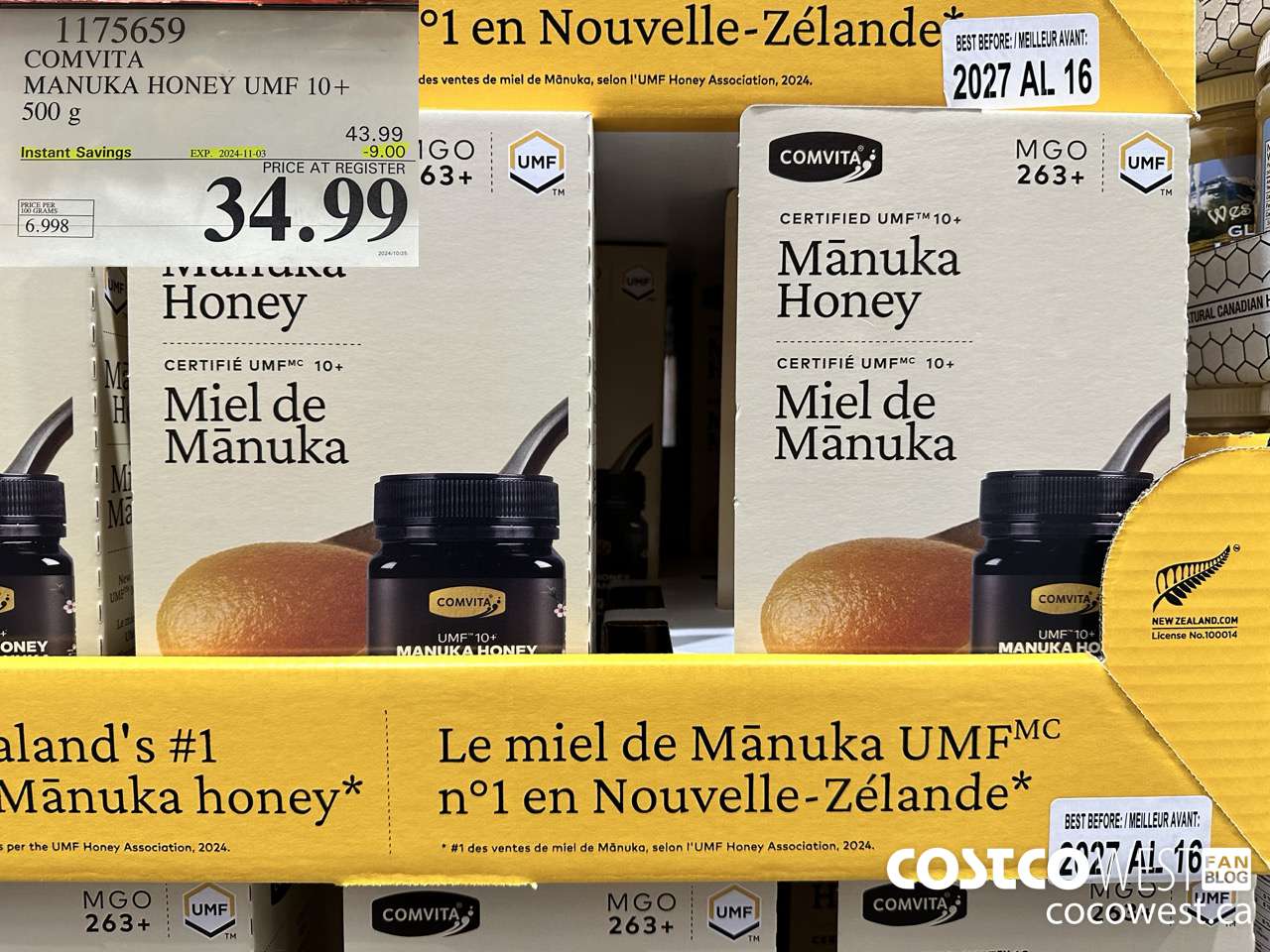 1175659 COMVITA MANUKA HONEY UMF 10+ 500 G ($9.00 INSTANT SAVINGS EXPIRES ON 2024-11-03) $34.99