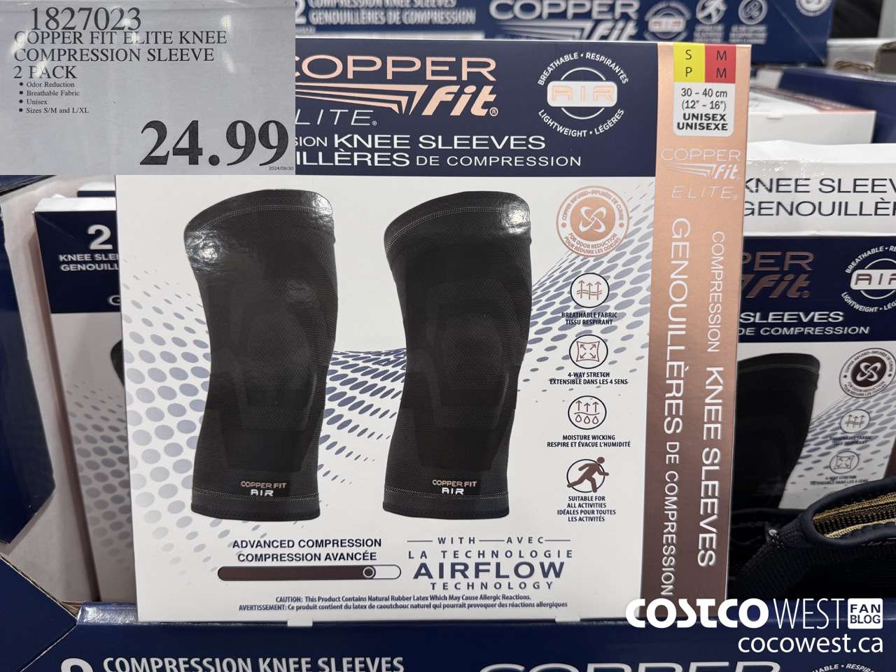 1827023 COPPER FIT ELITE KNEE COMPRESSION SLEEVE 2 PACK $24.99