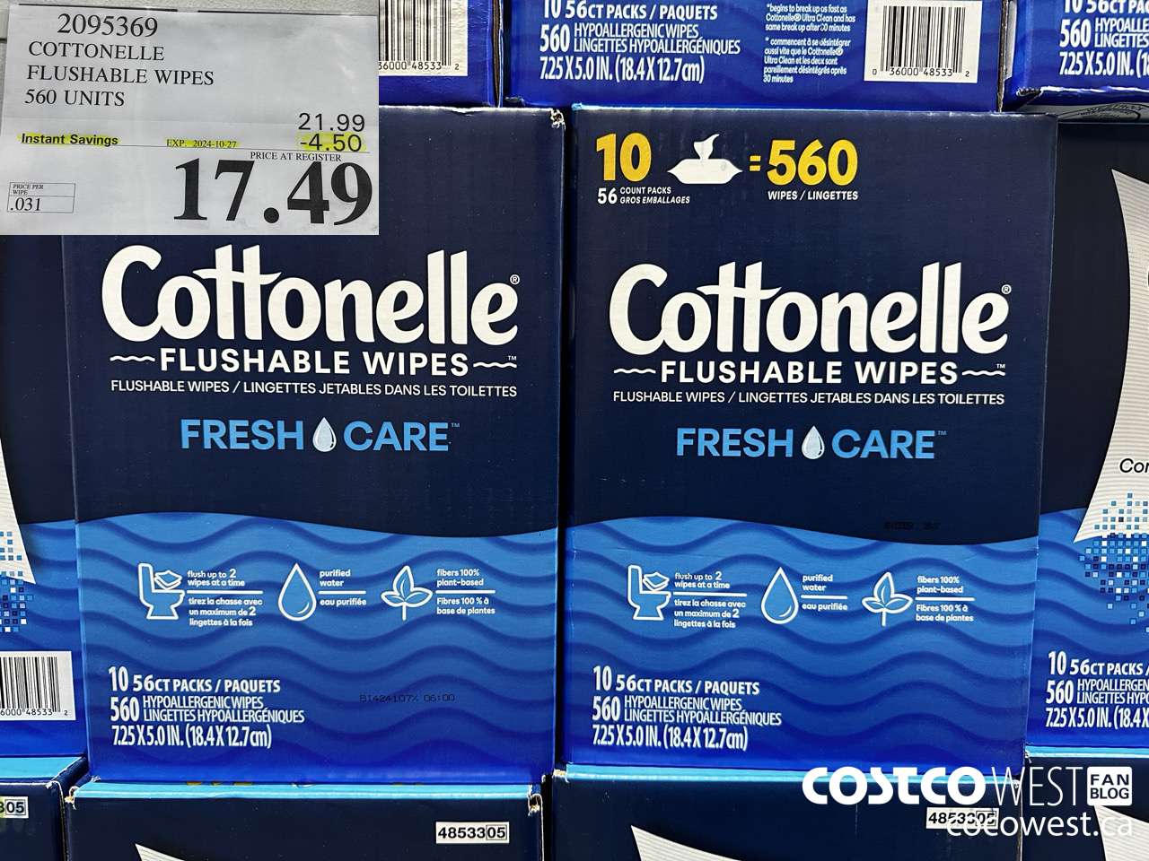 2095369 COTTONELLE FLUSHABLE WIPES 560 UNITS ($4.50 INSTANT SAVINGS EXPIRES ON 2024-10-27) $17.49