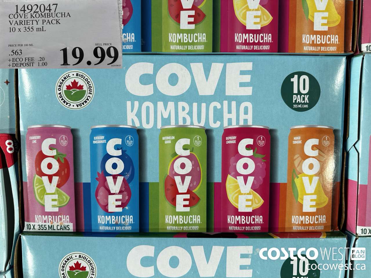 1492047 COVE KOMBUCHA VARIETY PACK 10 X 355 ML $19.99