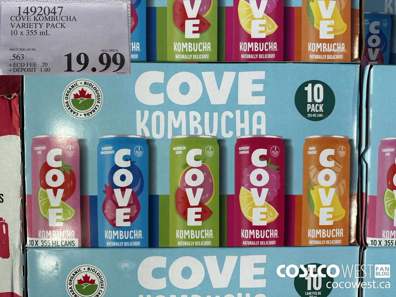 1492047 COVE KOMBUCHA VARIETY PACK 10 X 355 ML $19.99
