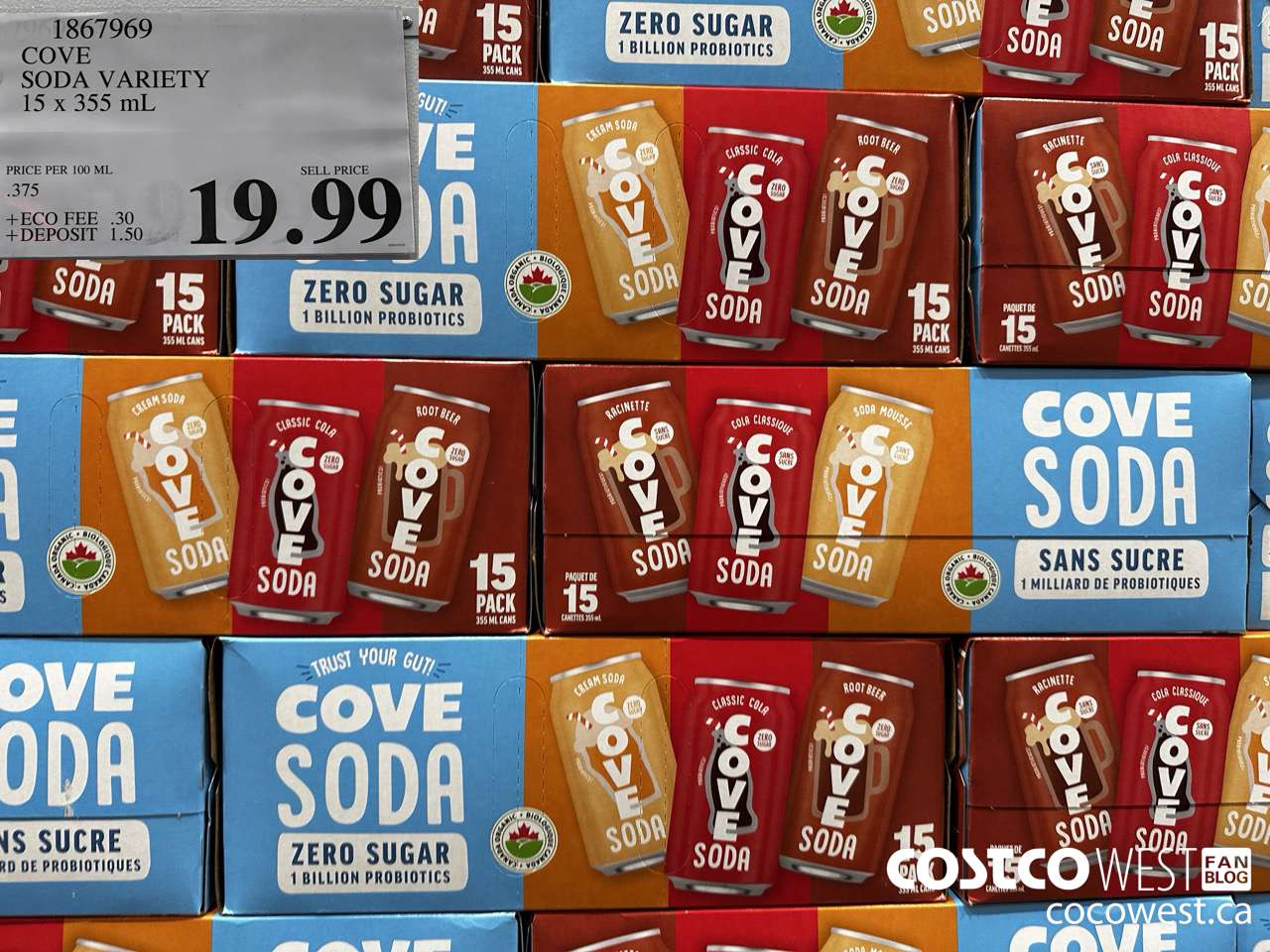 1867969 COVE SODA VARIETY 15 X 355ML $19.99