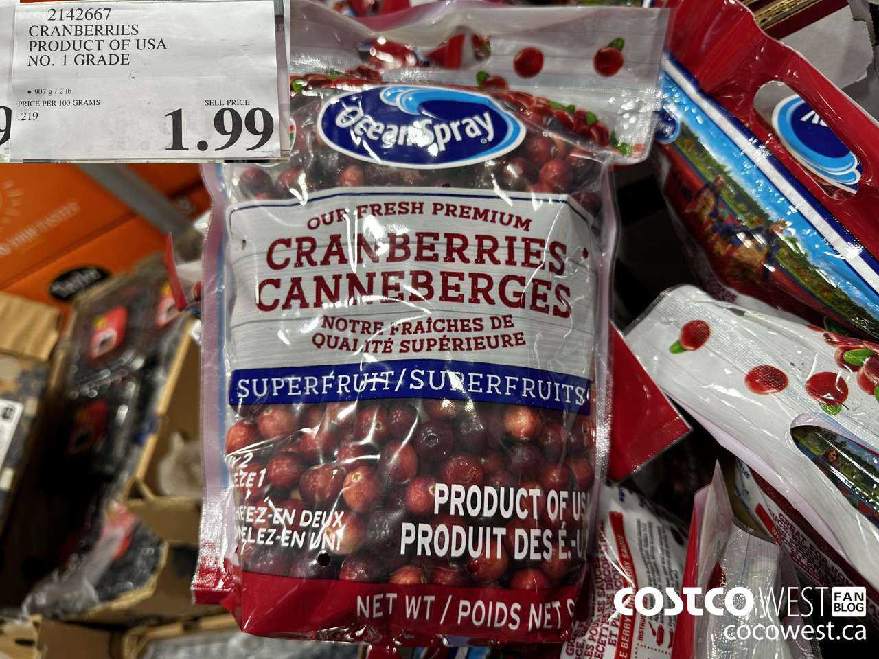 2142667 CRANBERRIES PRODUCT OF USA NO. 1 GRADE $1.99