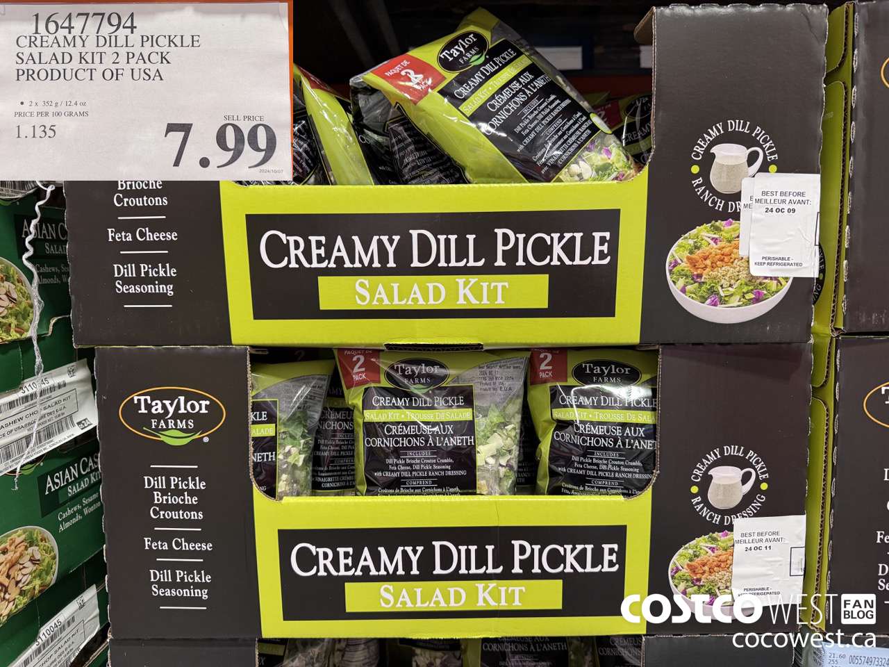 1647794 CREAMY DILL PICKLE SALAD KIT 2 PACK PRODUCT OF USA $7.99