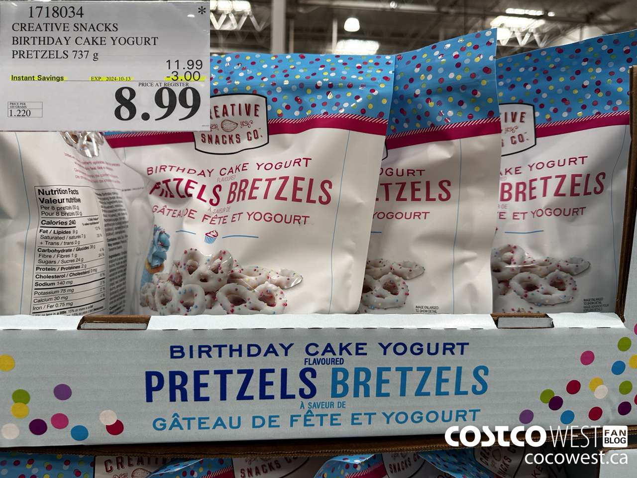 1718034 CREATIVE SNACKS BIRTHDAY CAKE YOGURT PRETZELS 737G ($3.00 INSTANT SAVINGS EXPIRES ON 2024-10-13) $8.99