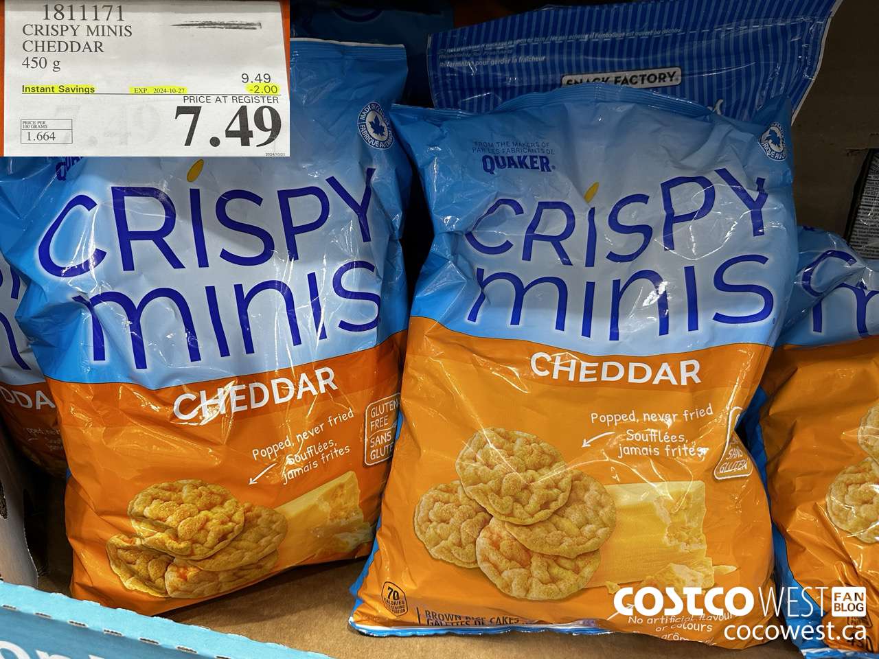 1811171 CRISPY MINIS CHEDDAR 450G ($2.00 INSTANT SAVINGS EXPIRES ON 2024-10-27) $7.49