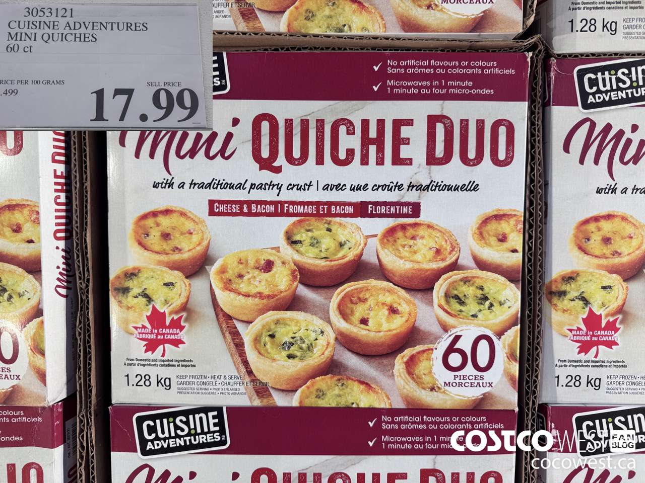 3053121 CUISINE ADVENTURES MINI QUICHES 60 CT $17.99