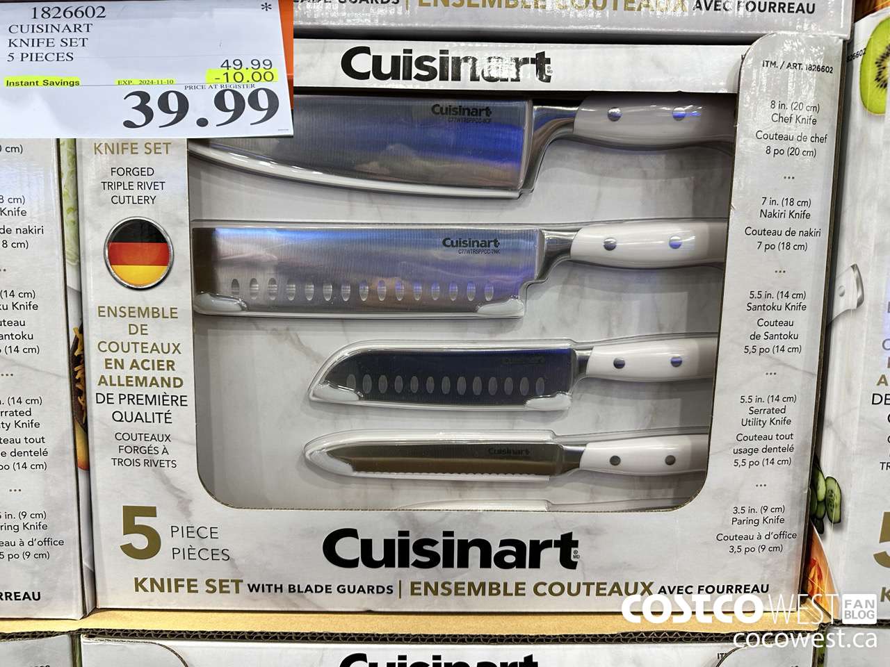 1826602 CUSINART KNIFE SET 5 PIECES ($10.00 INSTANT SAVINGS EXPIRES ON 2024-11-10) $39.99