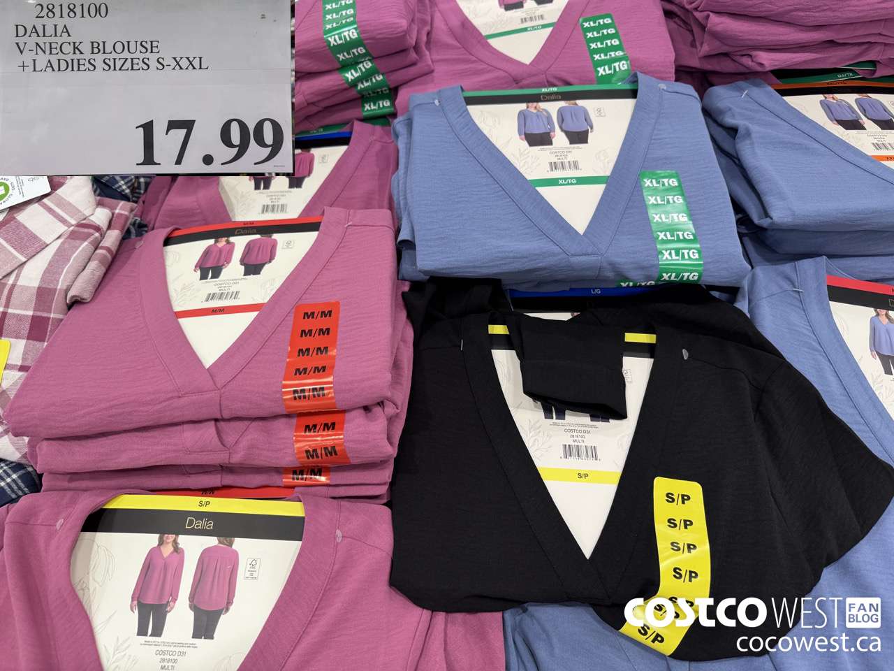 2818100 DALIA V-NECK BLOUSE LADIES SIZES S-XXL $17.99