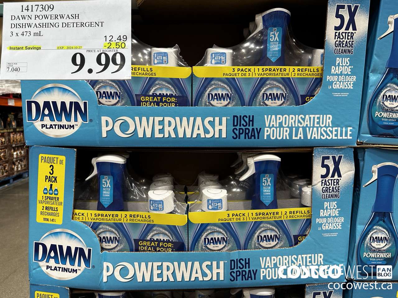 1417309 DAWN POWERWASH DISHWASHING DETERGENT 3 x 473 mL ($2.50 INSTANT SAVINGS EXPIRES ON 2024-10-27) $9.99