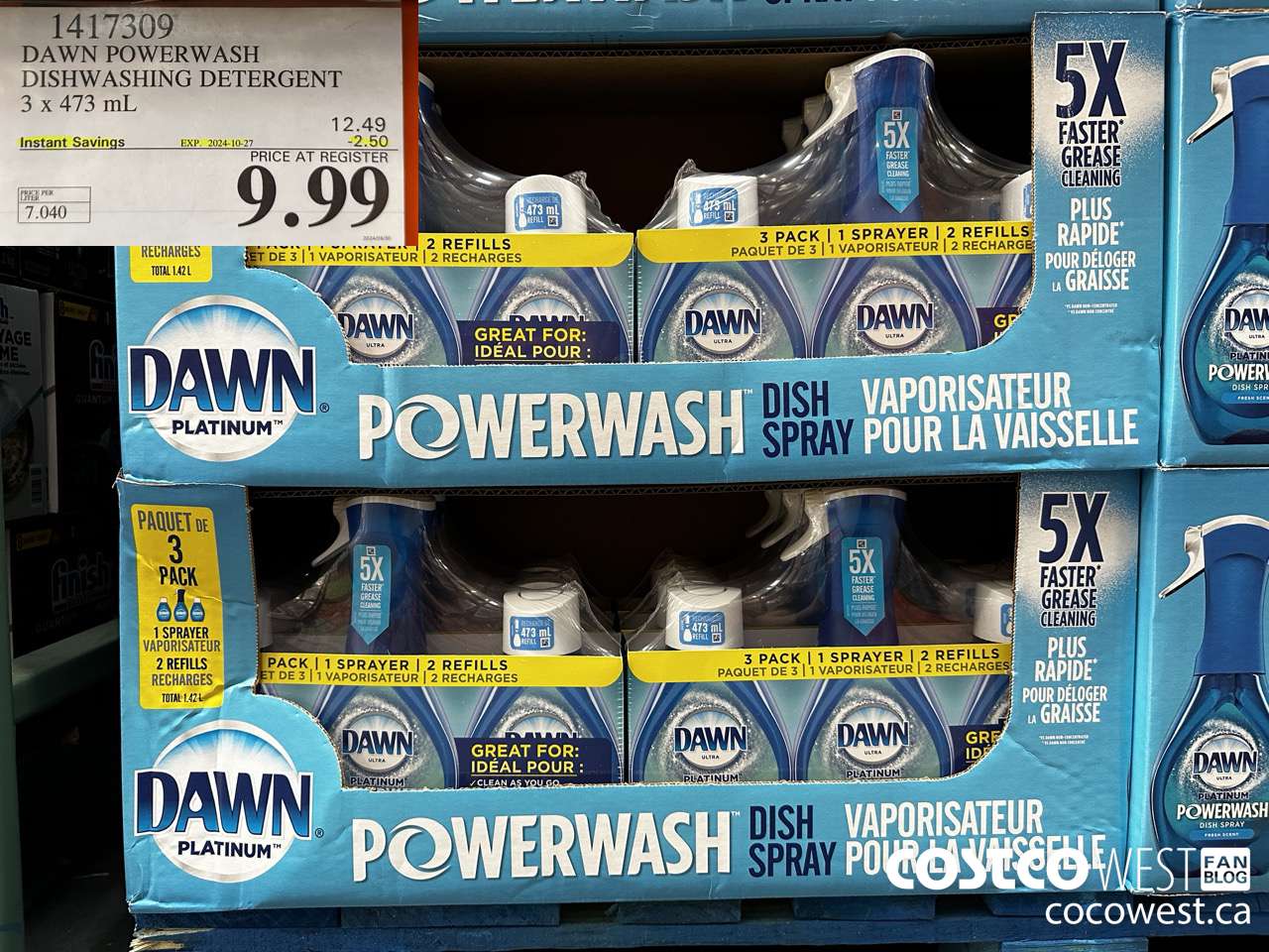 1417309 DAWN POWERWASH DISHWASHING DETERGENT 3 x 473 mL ($2.50 INSTANT SAVINGS EXPIRES ON 2024-10-27) $9.99