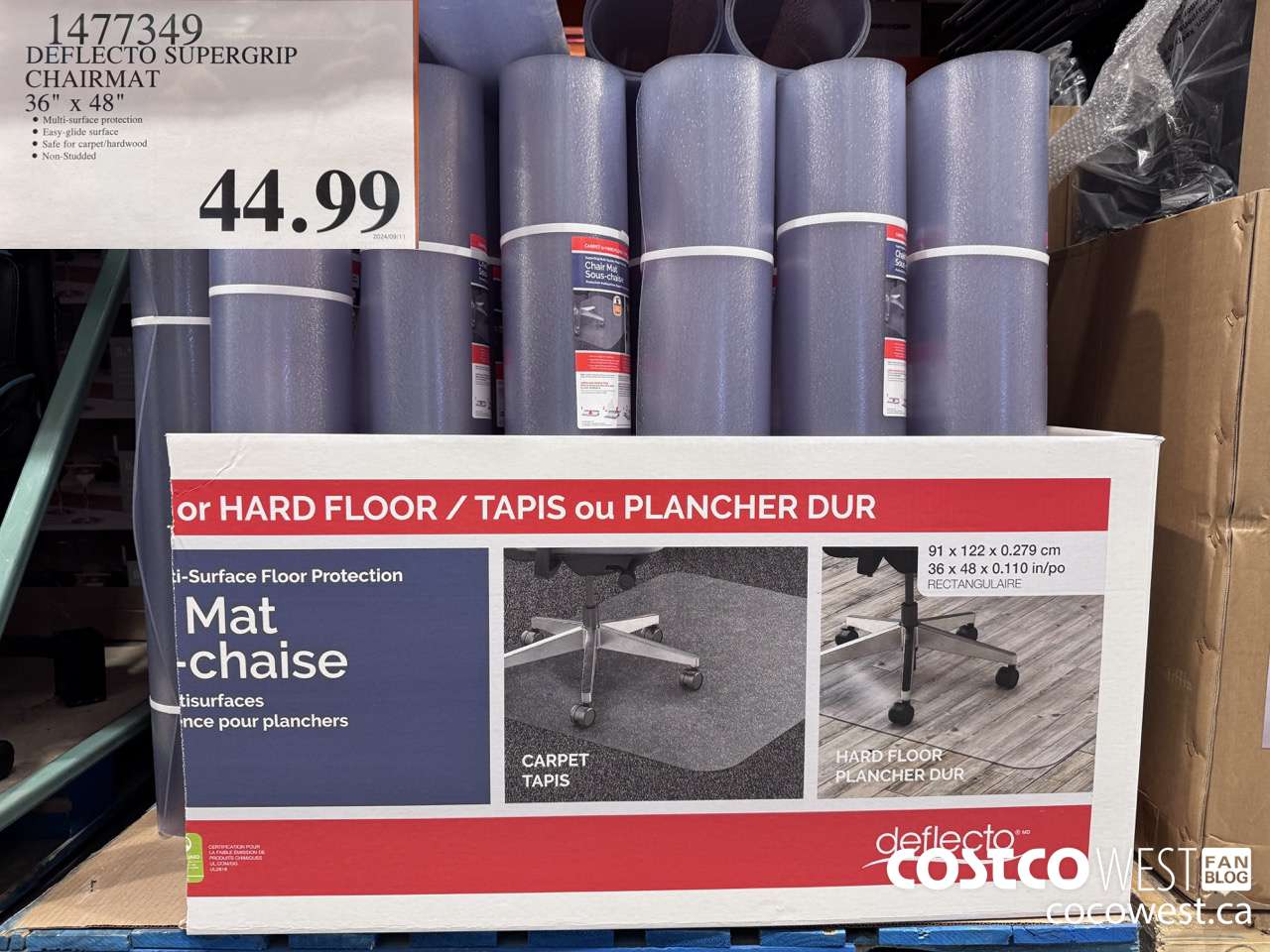 1477349 DEFLECTO SUPERGRIP CHAIRMAT 36