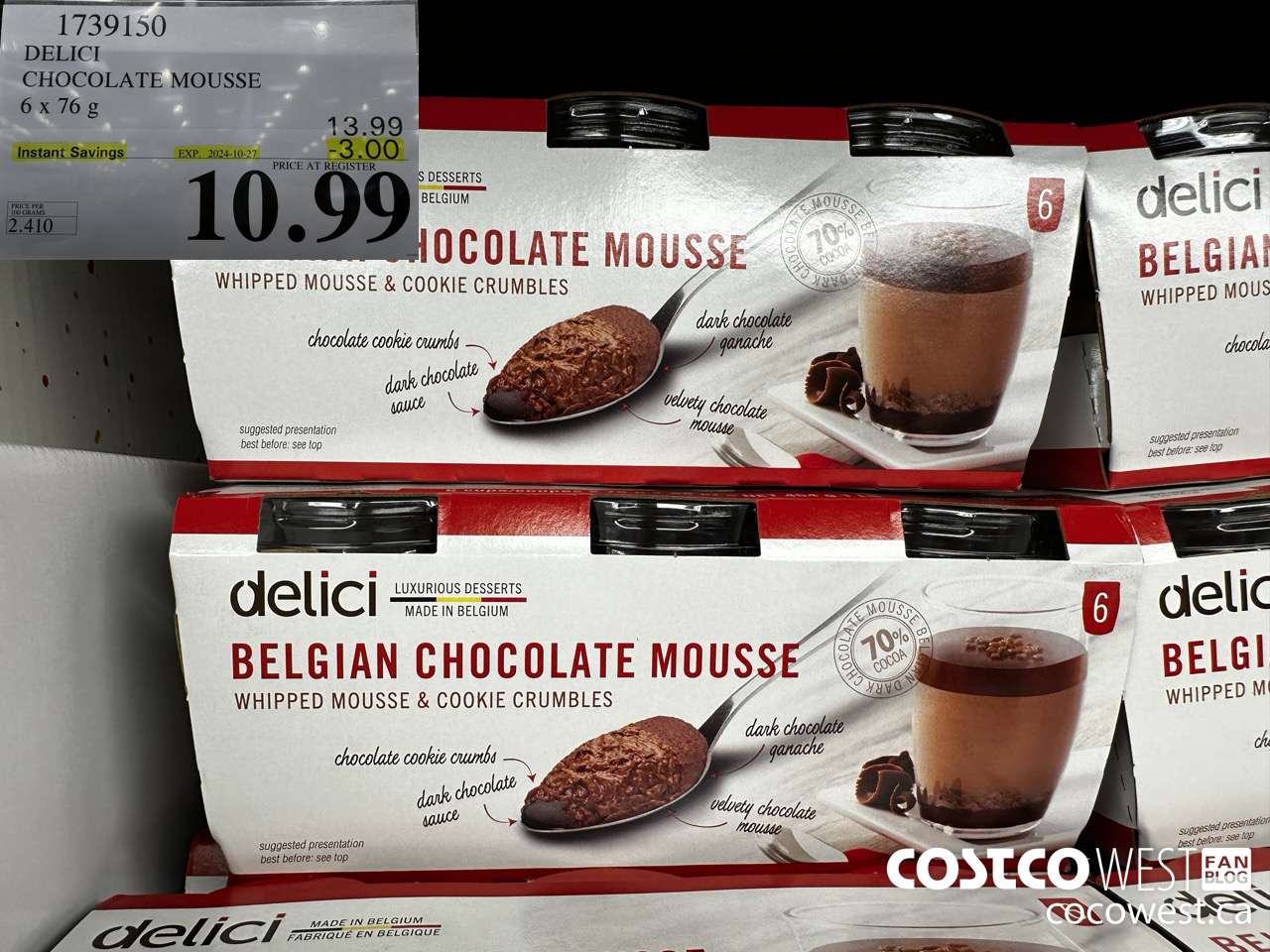 1739150 DELICI CHOCOLATE MOUSSE 6 X 76 G ($3.00 INSTANT SAVINGS EXPIRES ON 2024-10-27) $10.99