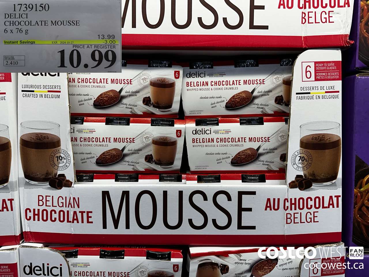1739150 DELICI CHOCOLATE MOUSSE 6 X 76 G ($3.00 INSTANT SAVINGS EXPIRES ON 2024-10-27) $10.99