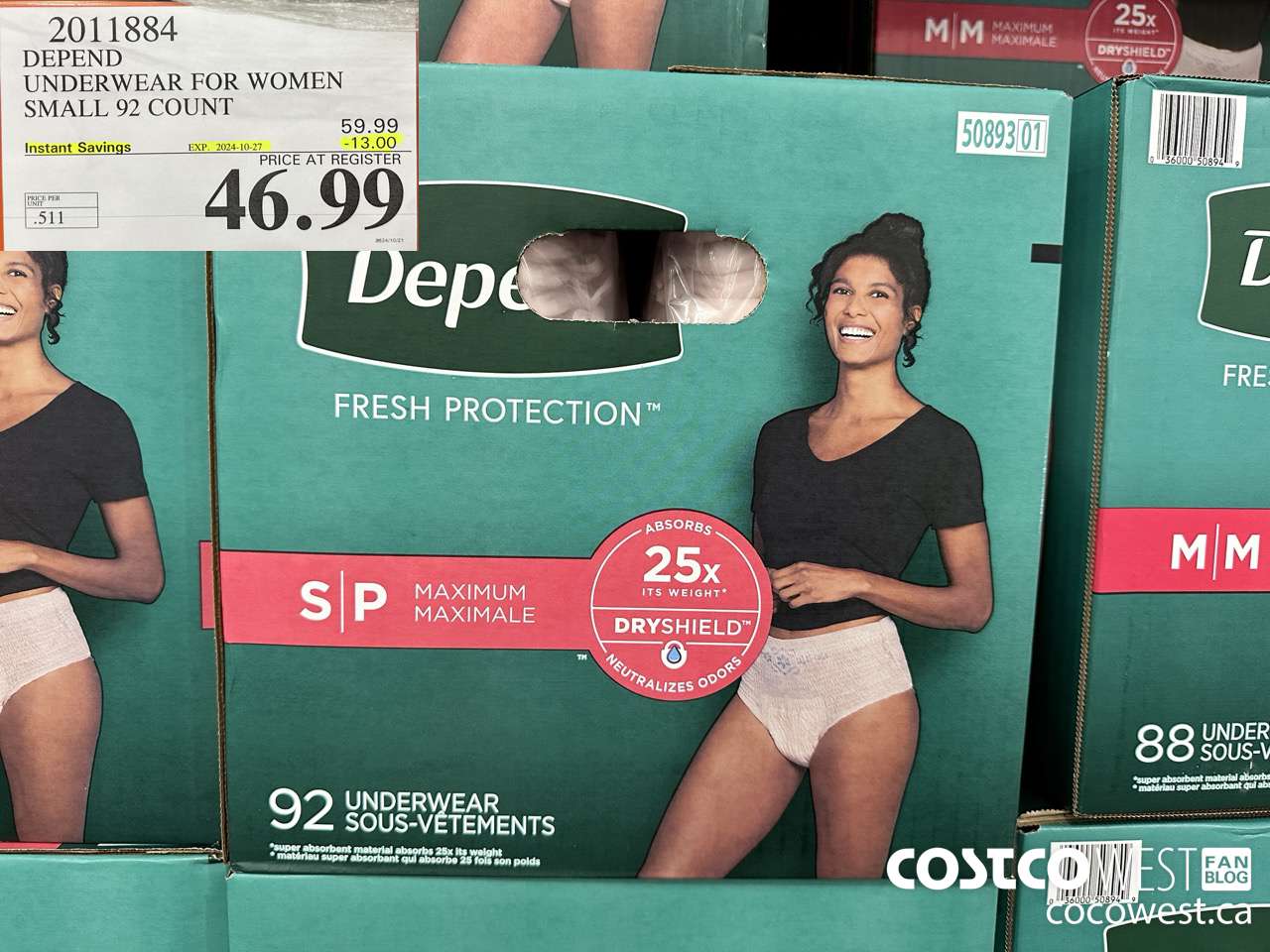 2011884 DEPEND UNDERWEAR FOR WOMEN S, M, L, XL ($13.00 INSTANT SAVINGS EXPIRES ON 2024-10-27) $46.99