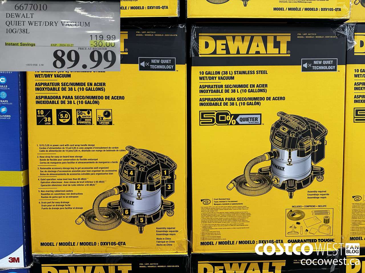 6677010 DEWALT QUIET WET/DRY VACUUM 10G/38L ($30.00 INSTANT SAVINGS EXPIRES ON 2024-10-27) $89.99
