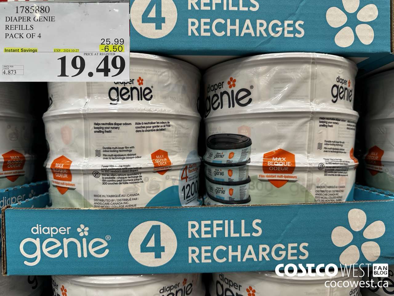 1785880 DIAPER GENIE REFILLS PACK OF 4 ($6.50 INSTANT SAVINGS EXPIRES ON 2024-10-27) $19.49