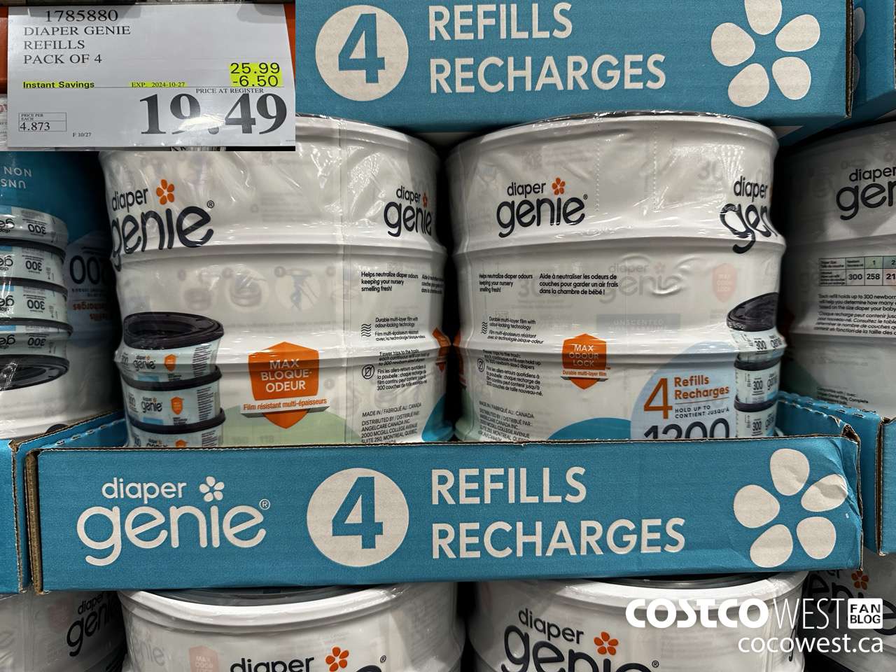 1785880 DIAPER GENIE REFILLS PACK OF 4 ($6.50 INSTANT SAVINGS EXPIRES ON 2024-10-27) $19.49