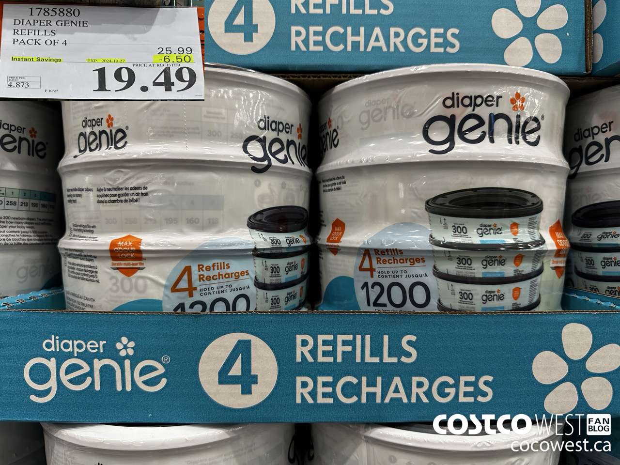 1785880 DIAPER GENIE REFILLS PACK OF 4 ($6.50 INSTANT SAVINGS EXPIRES ON 2024-10-27) $19.49