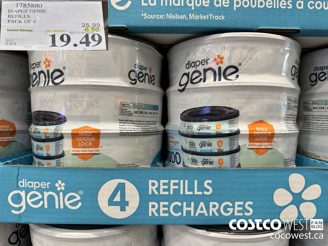 1785880 DIAPER GENIE REFILLS PACK OF 4 ($6.50 INSTANT SAVINGS EXPIRES ON 2024-10-27) $19.49