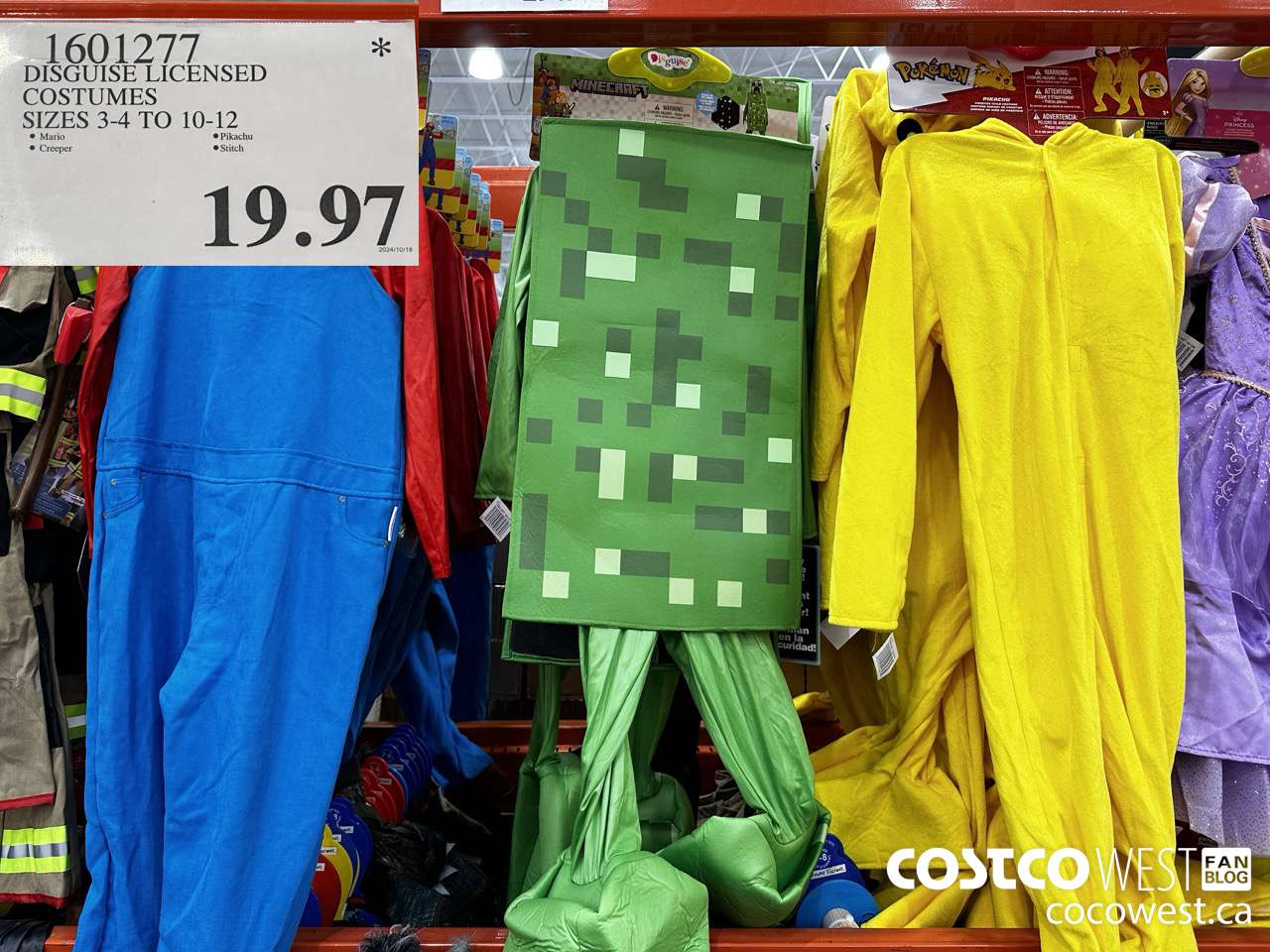 1601277 DISGUISE LICENSED COSTUMES SIZES 3-4 TO 10-12 $19.97