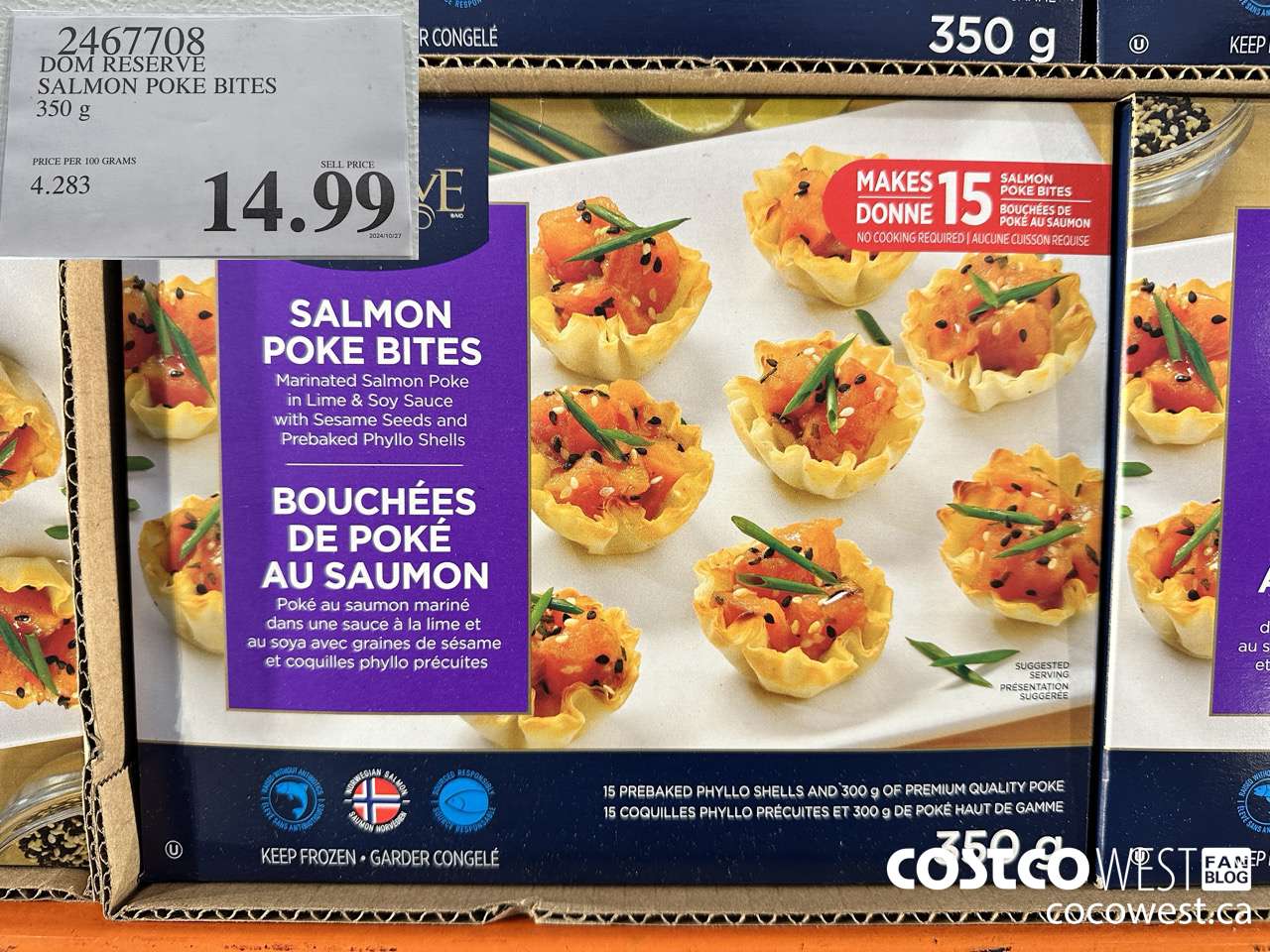 2467708 DOM RESERVE SALMON POKE BITES 350G $14.99