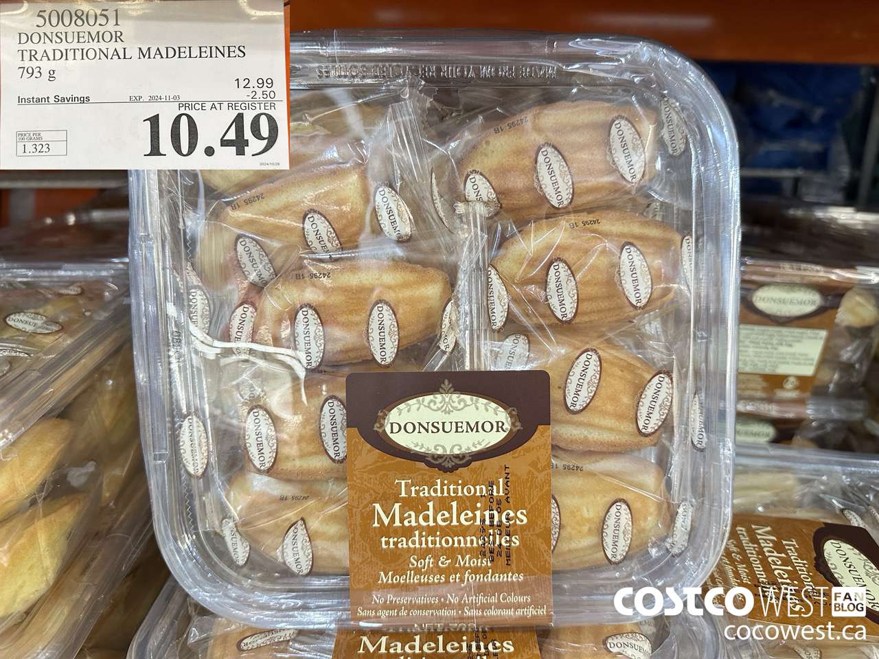 5008051 DONSUEMOR TRADITIONAL MADELEINES 794 g ($2.50 INSTANT SAVINGS EXPIRES ON 2024-11-03) $10.49