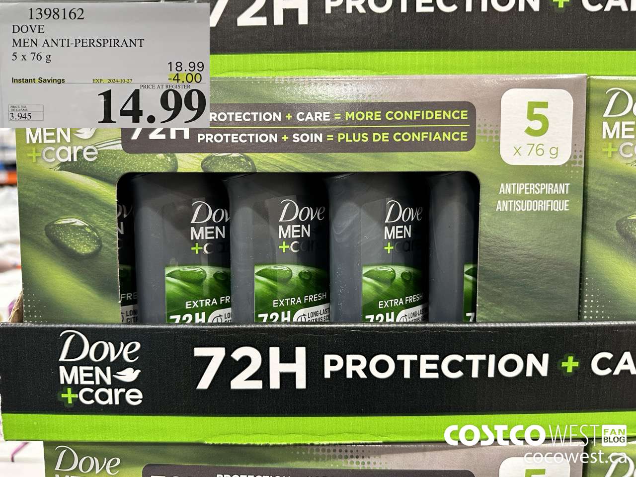 1398162 DOVE MEN ANTI-PERSPIRANT 5 X 76G ($4.00 INSTANT SAVINGS EXPIRES ON 2024-10-27) $14.99