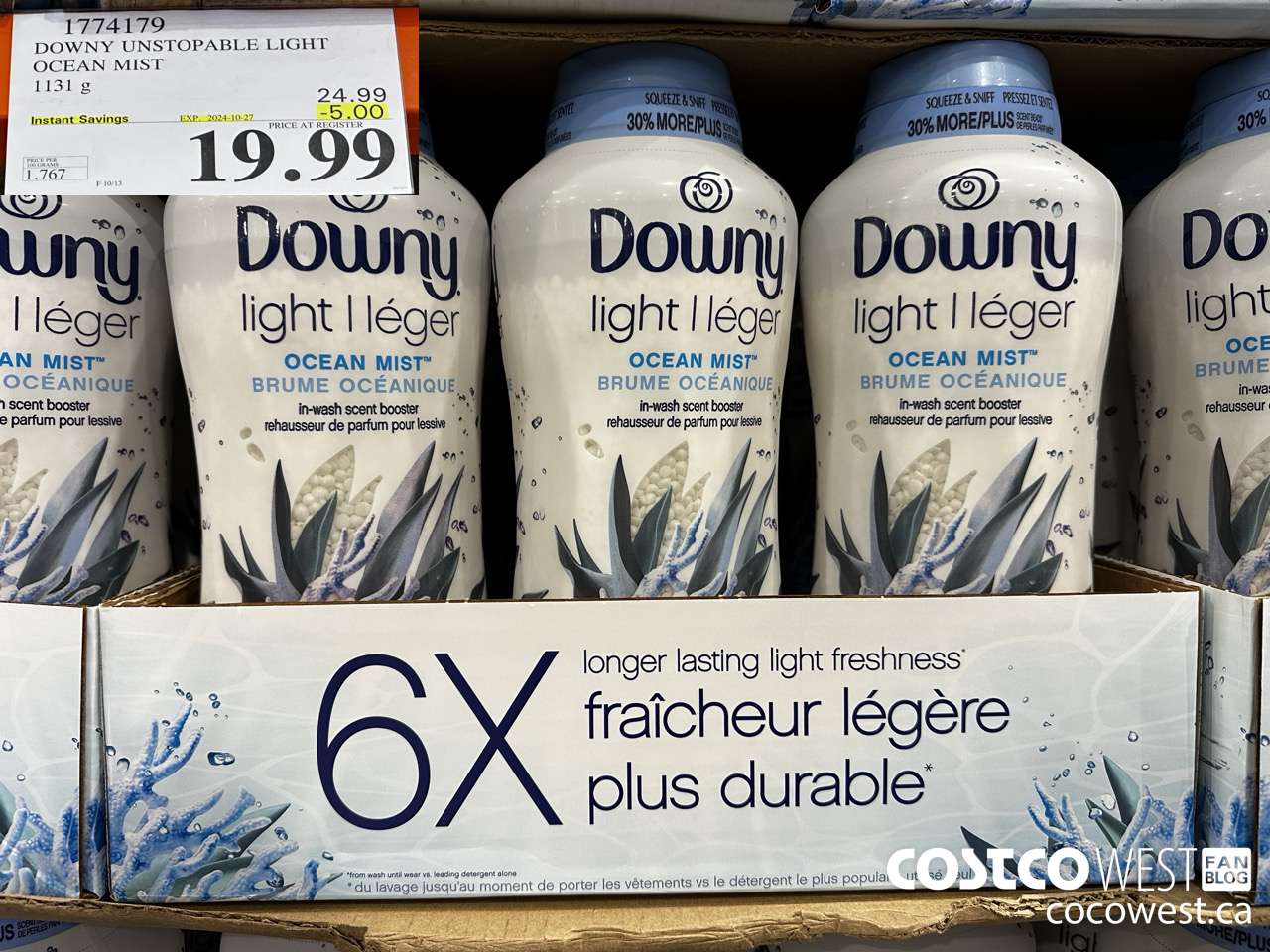 1774179 DOWNY UNSTOPABLE LIGHT OCEAN MIST 1131G ($5.00 INSTANT SAVINGS EXPIRES ON 2024-10-27) $19.99