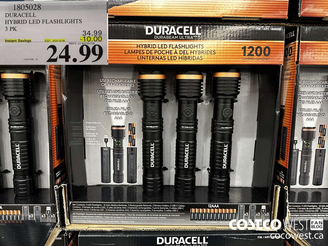 1805028 DURACELL HYBRID LED FLASHLIGHTS 3 PK ($10.00 INSTANT SAVINGS EXPIRES ON 2024-10-06) $24.99