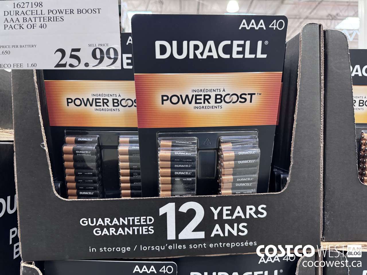1627198 DURACELL POWER BOOST AAA BATTERIES PACK OF 40 $25.99