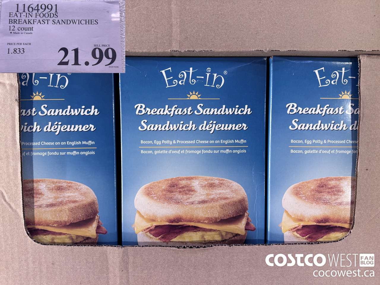 1164991 EAT-IN FOODS BREAKFAST SANDWICHES 12 COUNT $21.99