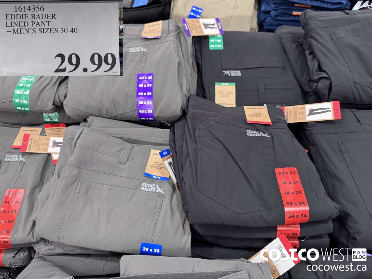 1614356 EDDIE BAUER LINED PANT MEN'S SIZES 30-40 $29.99