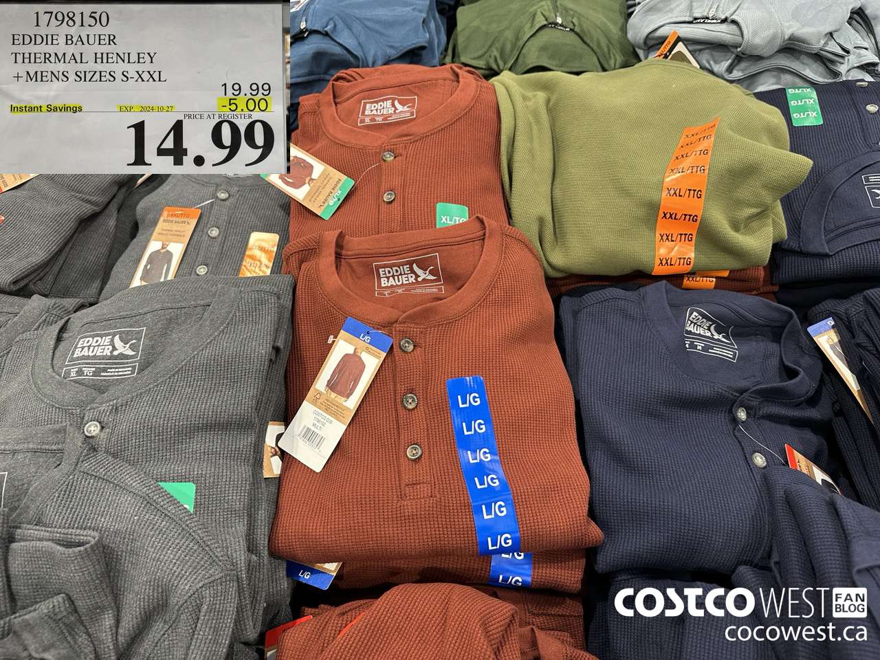 1798150 EDDIE BAUER THERMAL HENLEY MENS SIZES S-XXL ($5.00 INSTANT SAVINGS EXPIRES ON 2024-10-27) $14.99