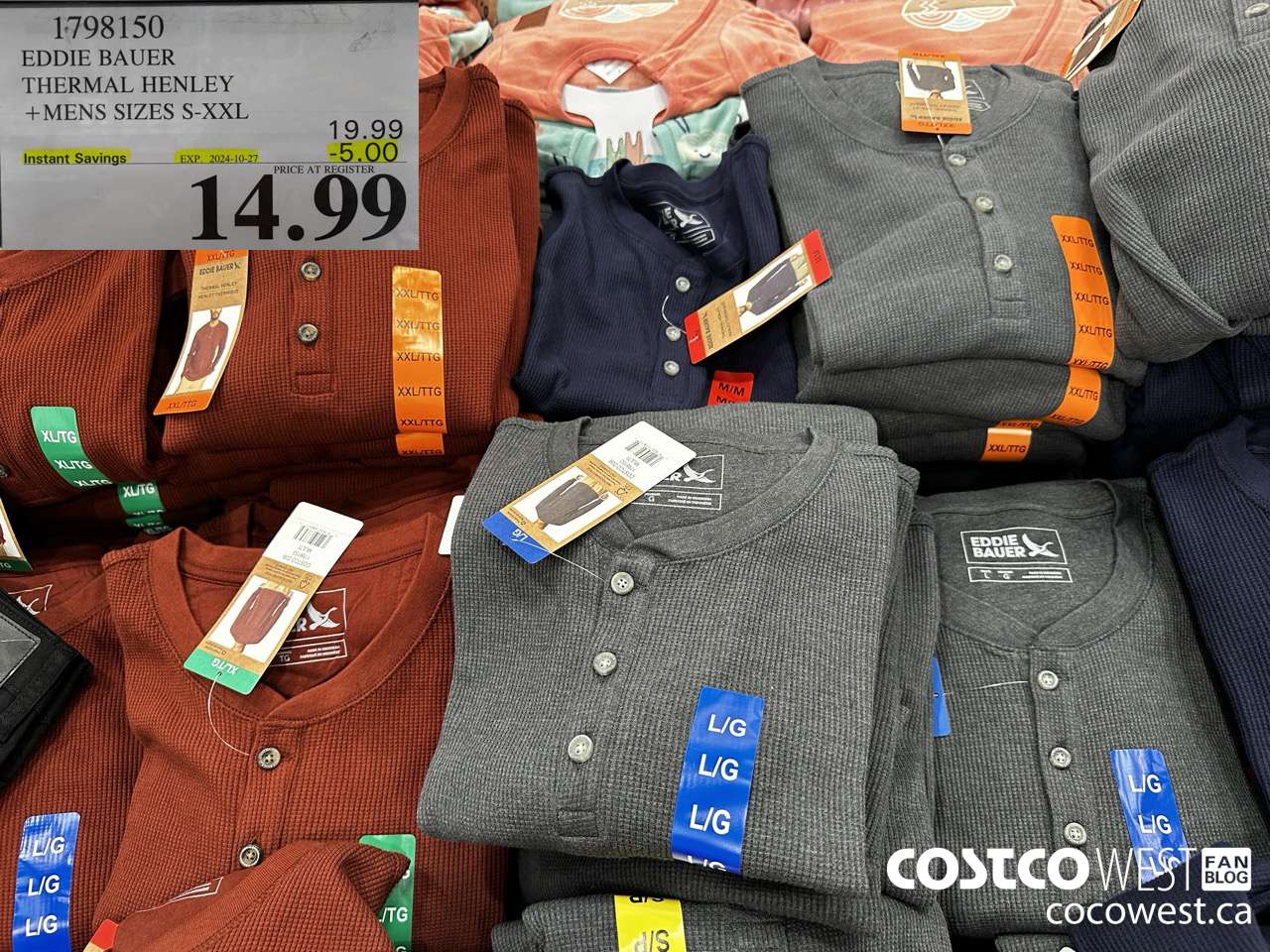 1798150 EDDIE BAUER THERMAL HENLEY MENS SIZES S-XXL ($5.00 INSTANT SAVINGS EXPIRES ON 2024-10-27) $14.99