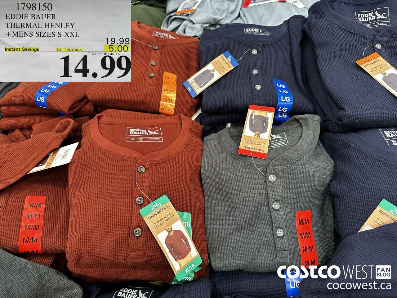 1798150 EDDIE BAUER THERMAL HENLEY MENS SIZES S-XXL ($5.00 INSTANT SAVINGS EXPIRES ON 2024-10-27) $14.99