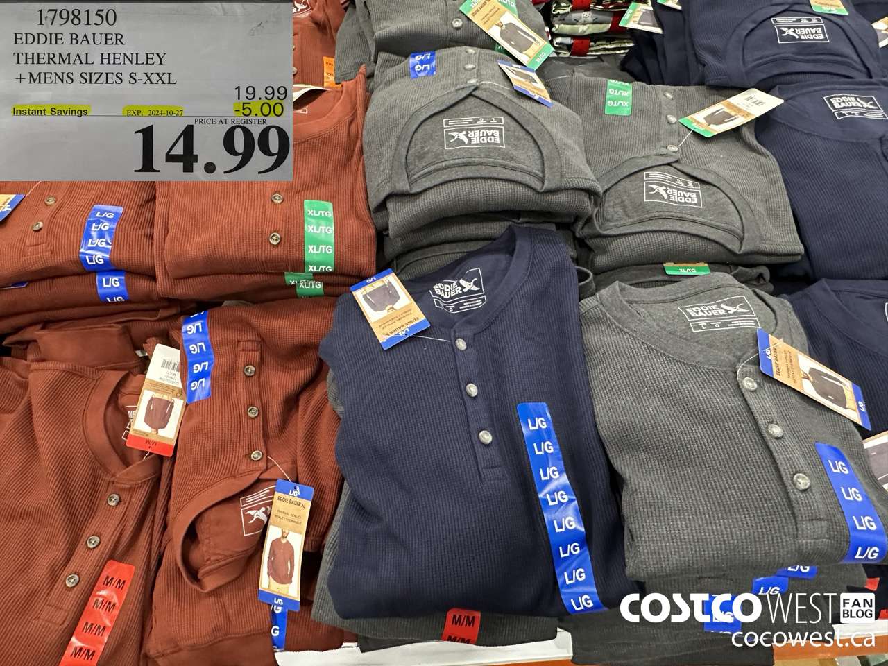 1798150 EDDIE BAUER THERMAL HENLEY MENS SIZES S-XXL ($5.00 INSTANT SAVINGS EXPIRES ON 2024-10-27) $14.99