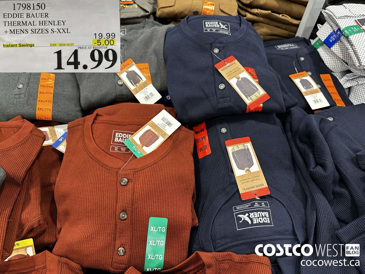 1798150 EDDIE BAUER THERMAL HENLEY MENS SIZES S-XXL ($5.00 INSTANT SAVINGS EXPIRES ON 2024-10-27) $14.99