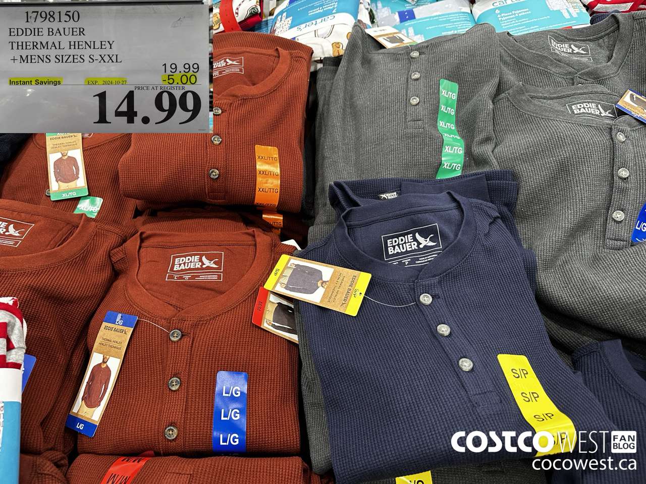 1798150 EDDIE BAUER THERMAL HENLEY MENS SIZES S-XXL ($5.00 INSTANT SAVINGS EXPIRES ON 2024-10-27) $14.99