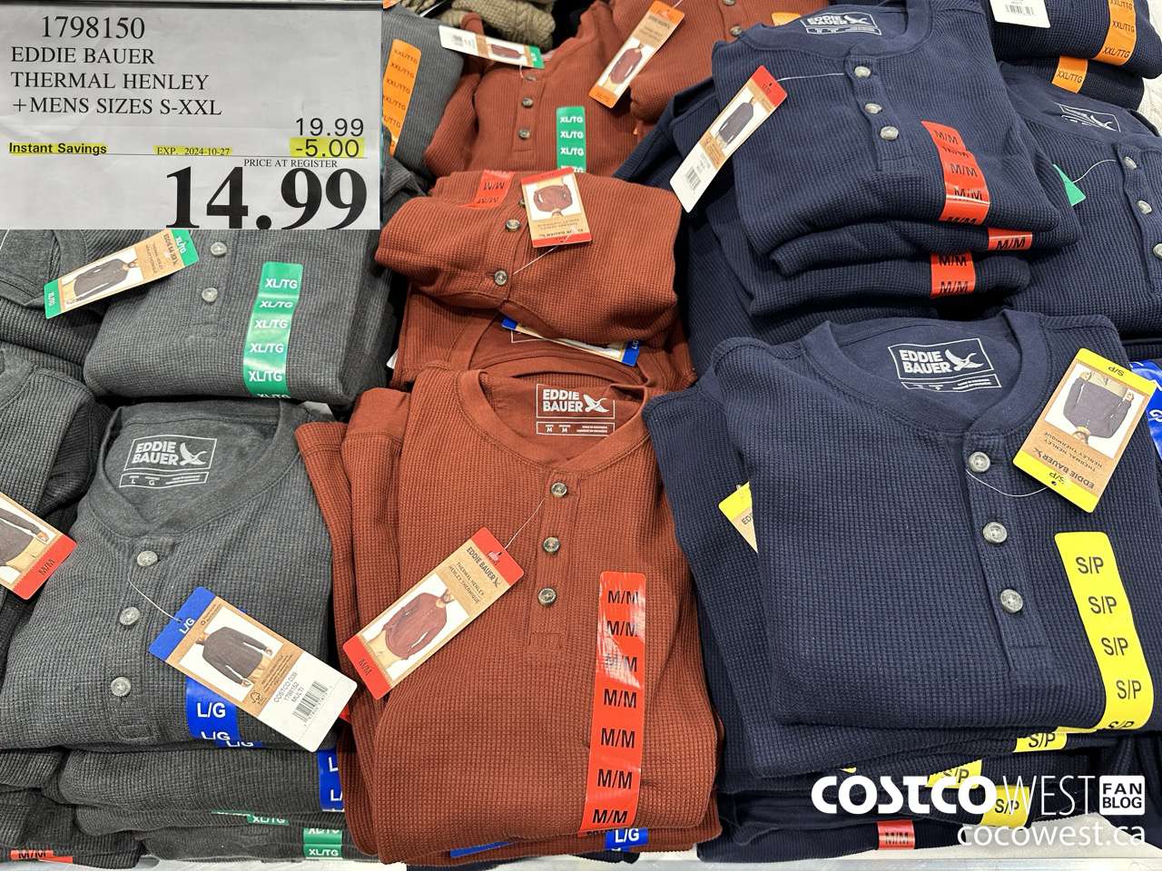 1798150 EDDIE BAUER THERMAL HENLEY MENS SIZES S-XXL ($5.00 INSTANT SAVINGS EXPIRES ON 2024-10-27) $14.99